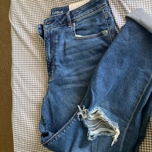 Dark wash ripped denim